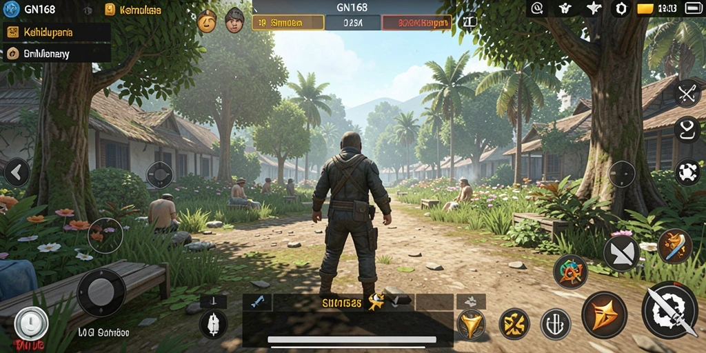 Tampilan gameplay simulasi yang seru dan mendetail dalam GN168.