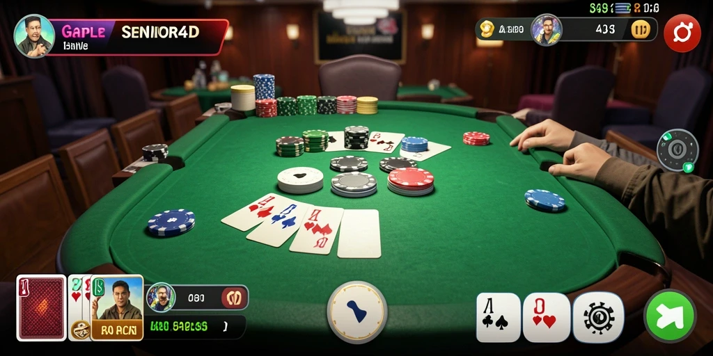 Tampilan gameplay Gaple yang seru di SENIOR4D.