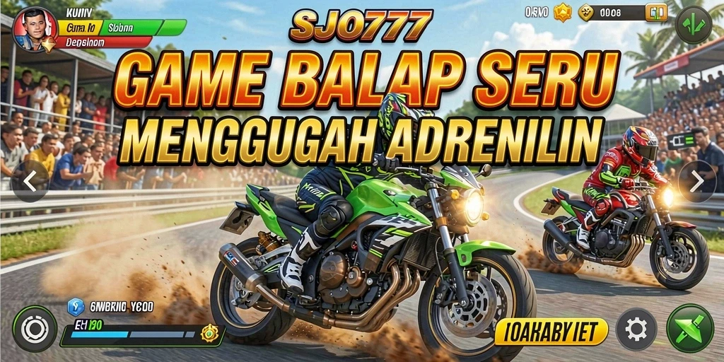 Tangkapan layar dari gameplay SJO777 menunjukkan momen balap yang mendebarkan.