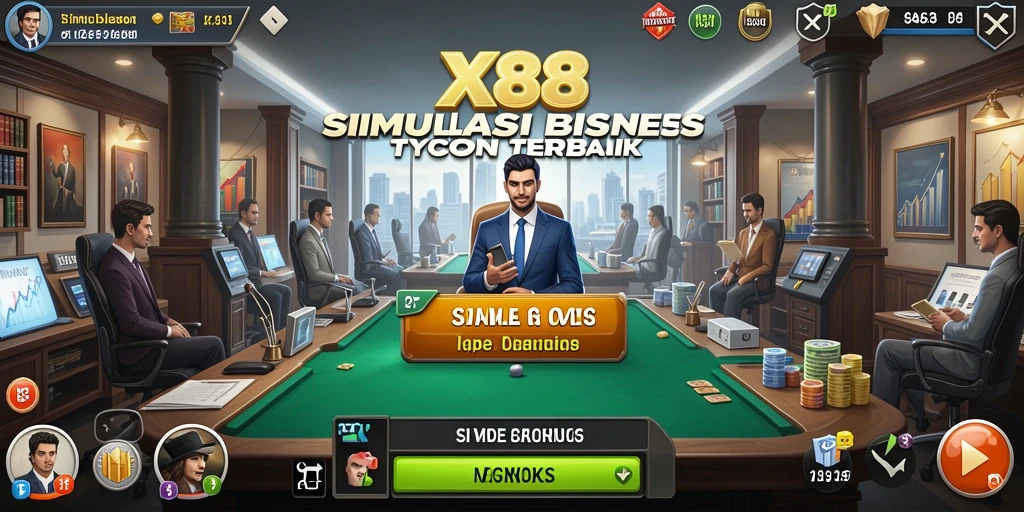 Screenshot utama X88 menunjukkan pengalaman gameplay Tycoon yang mendalam.
